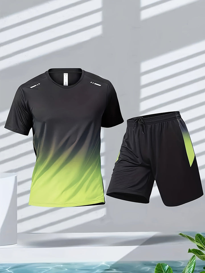 Herren Sport-Set mit atmungsaktivem T-Shirt und Shorts, ideal für Training und Freizeit.