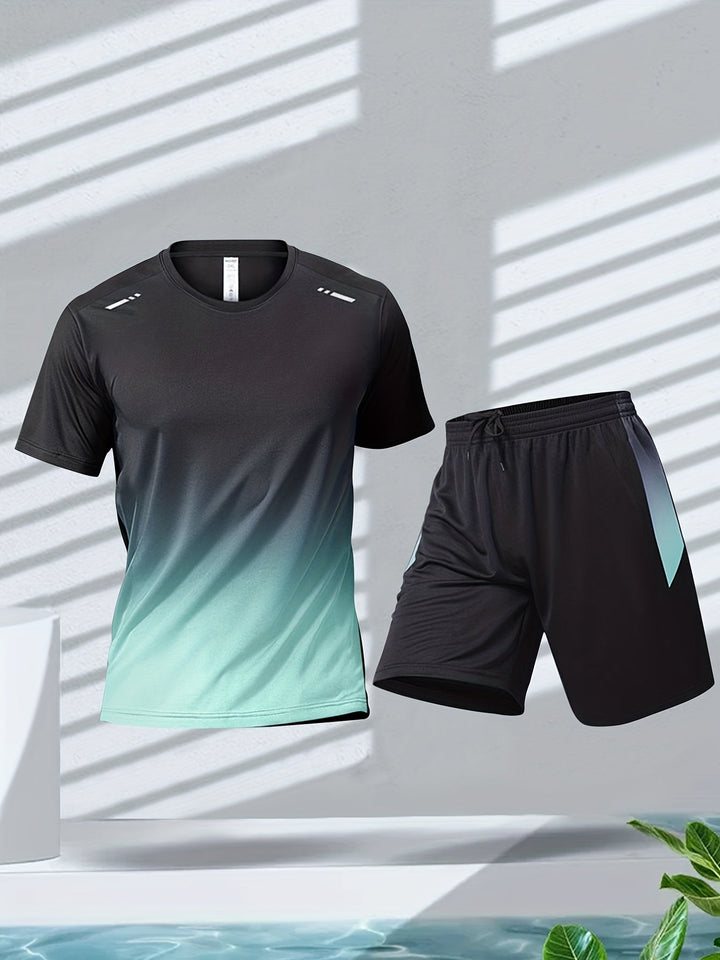 Sportliches Herren Trainings-Set: Atmungsaktives T-Shirt & Shorts, perfekt für Sommer, Fitness & Outdoor-Aktivitäten.