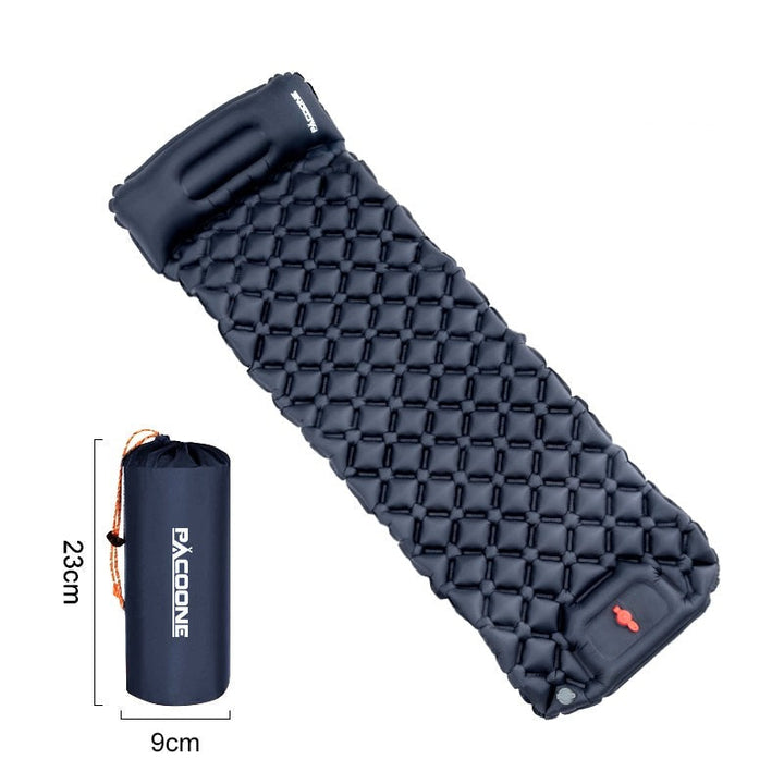 Ergonomische Schlafunterlage für Camping, wasserdicht & komfortabel, mit Fußpumpe.