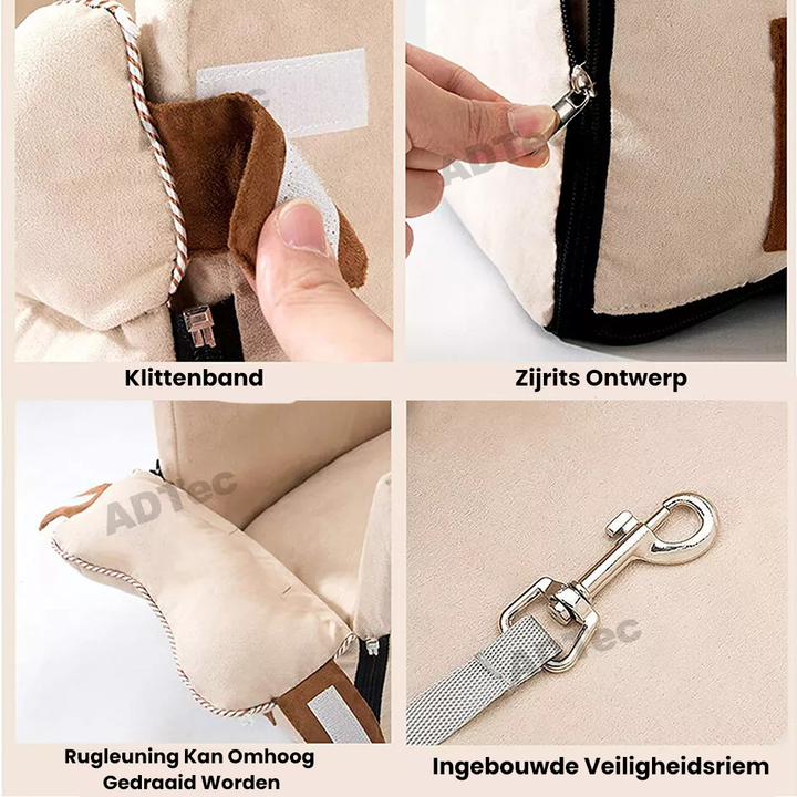 Robuste Hundereisbox für kleine Hunde, waschbares Autobett für sicheres Reisen und Transport.