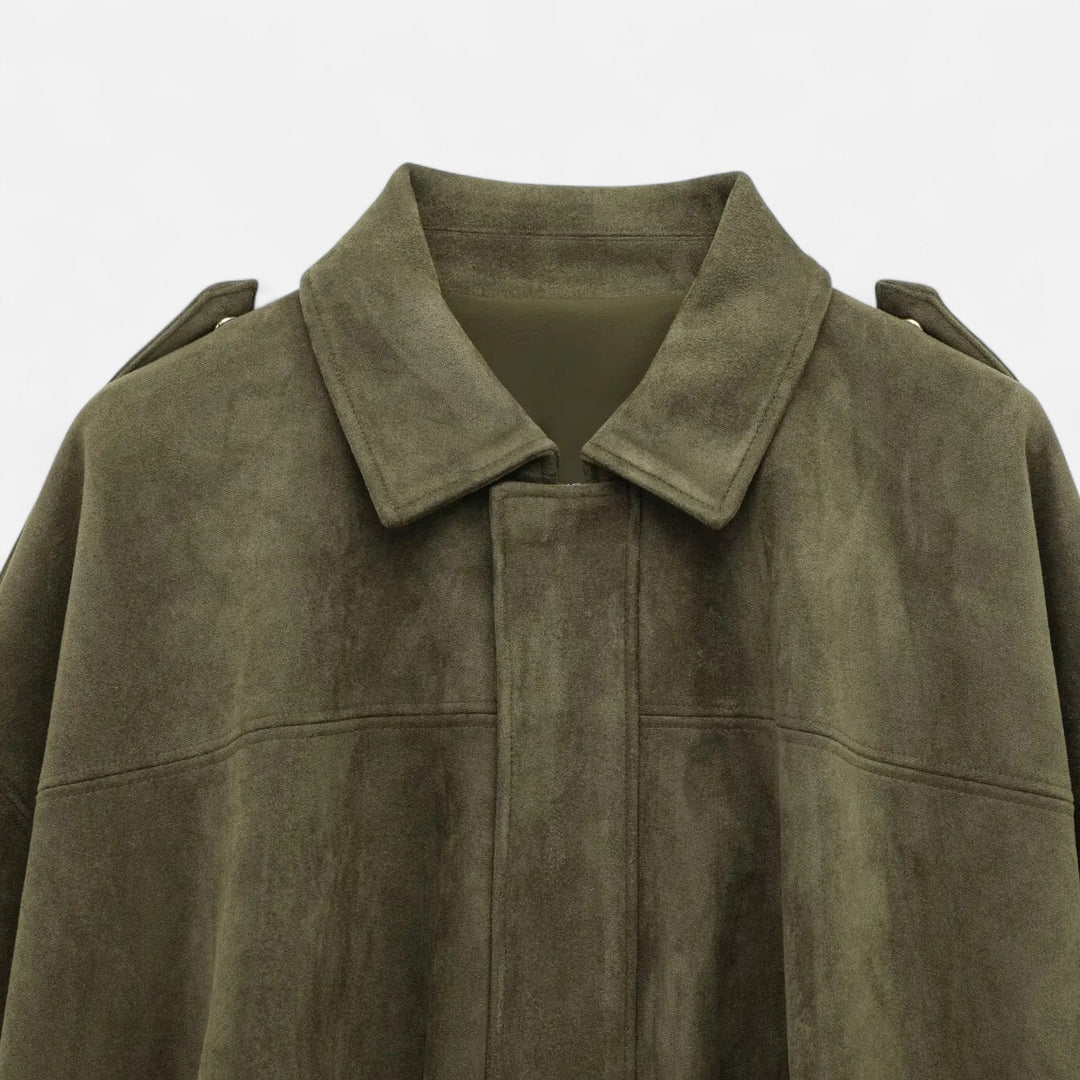 Moderne Damen Vintage Jacke, Oversized. Perfekt für einen stilvollen Casual Look im Alltag.