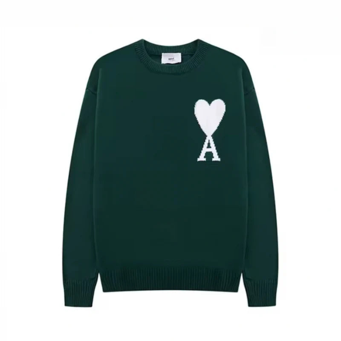 Damen Pullover mit Herz- & Buchstabenprint, lockere Passform, Langarm, lässiger Rundhals-Strickpullover für den Alltag.