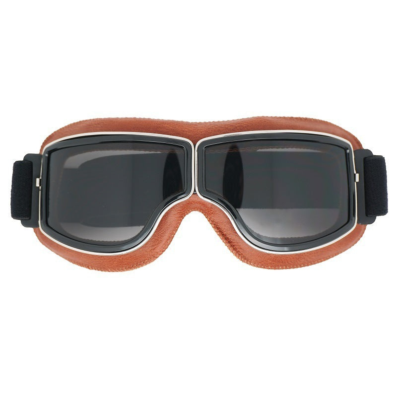 Stilvolle Retro Motorradbrille für Herren, UV-Schutz, bequem und robust.