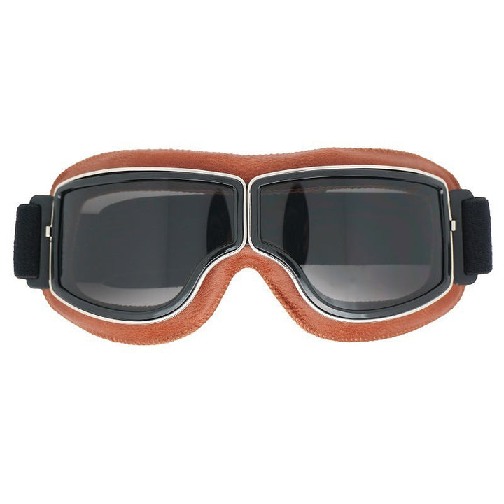 Stilvolle Retro Motorradbrille für Herren, UV-Schutz, bequem und robust.