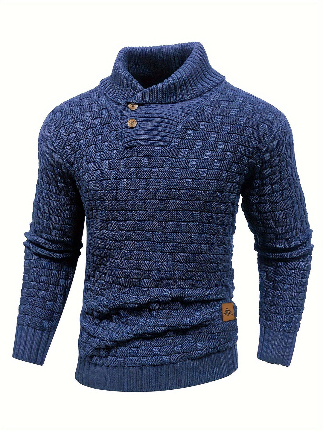 Komfortabler Herren Pullover, Waffelstruktur, Schalkragen; perfekt für entspannte Winterstunden.