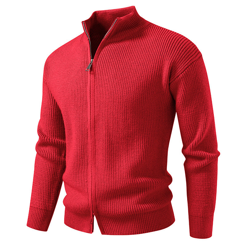 Vielseitige Slim Fit Herren Pullover-Strickjacke mit Reißverschluss. Angenehme Passform für Frühling.