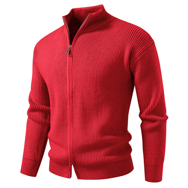 Vielseitige Slim Fit Herren Pullover-Strickjacke mit Reißverschluss. Angenehme Passform für Frühling.