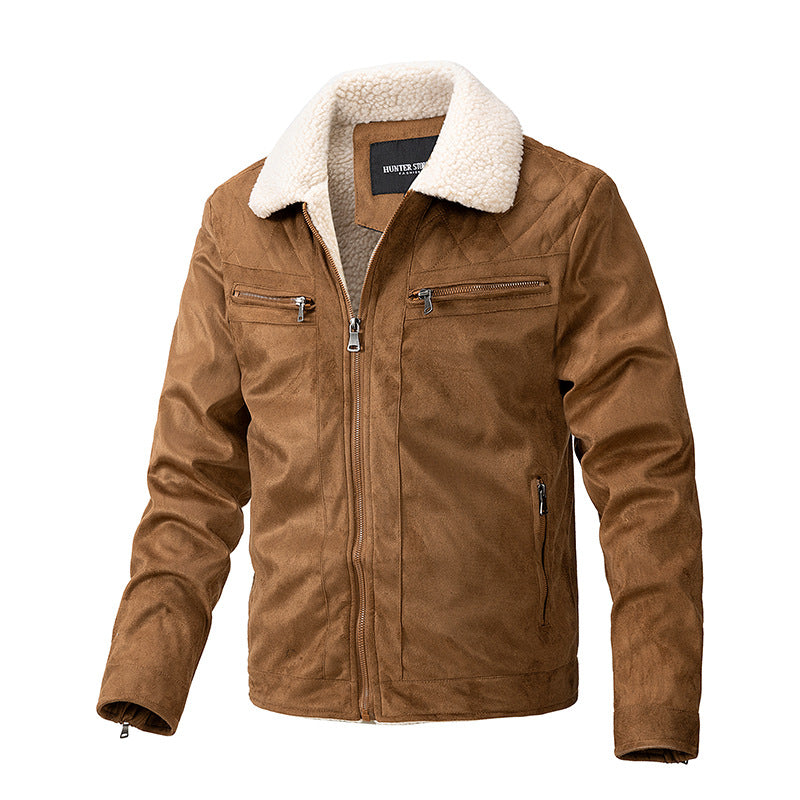 Herren Strickjacke mit Reißverschluss in Gelb. Warme Winterjacke für stylische Freizeitmode.