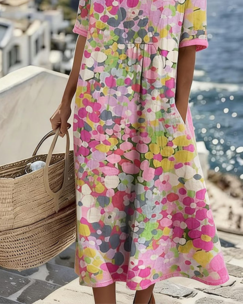 Sommerliches Midikleid für Damen, mit bezauberndem Blumenprint & lockerem Fall.