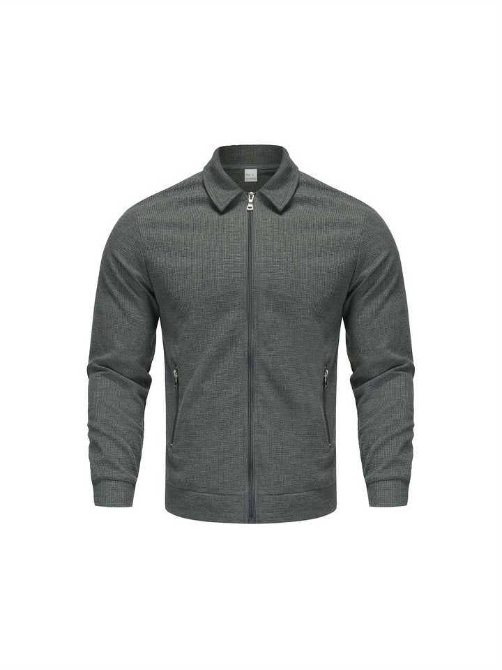 Moderne dunkelblaue Herren Freizeitjacke mit Reißverschluss, leicht und komfortabel für Outdoor.