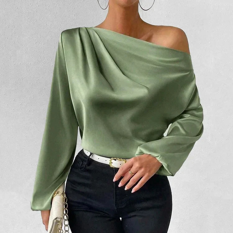 Stilvolles Damen Oberteil mit Langarm, asymmetrisch & modern. Für Business & stilvolle Freizeit.