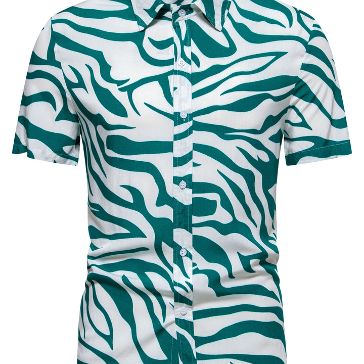 Herren Kurzarmhemd mit stylischem Zebramuster. Dein perfekter Begleiter für Strand & City im Sommer.