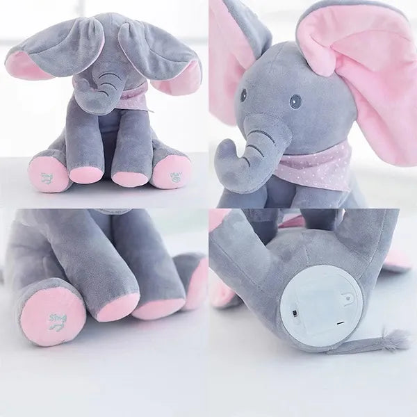 Sanftes Elefantenspielzeug Ellie, das singt & wackelt. Interaktiver Plüschelefant für Kleinkinder.
