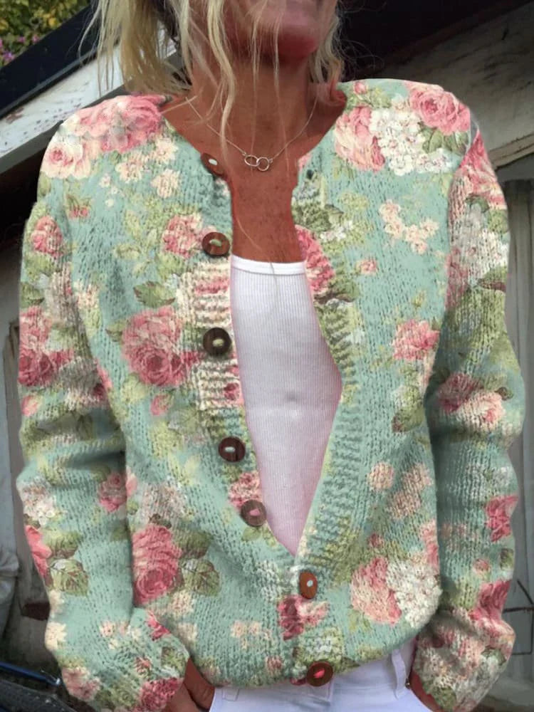 Bequeme, gemusterte Damenstrickjacke mit elegantem Design. Offener Cardigan für Komfort & Stil im Alltag.