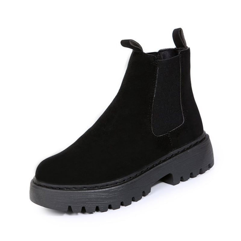 Elegante Damen Herbst-Stiefeletten mit markanter chunky Plateau-Sohle und runder Zehenpartie.