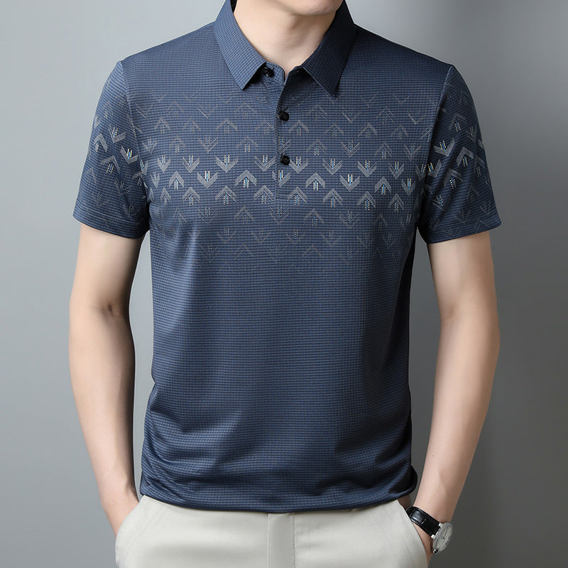 Herren Sommer Poloshirt mit stilvollem Print und Reverskragen, schnelltrocknend für bequeme Freizeit.