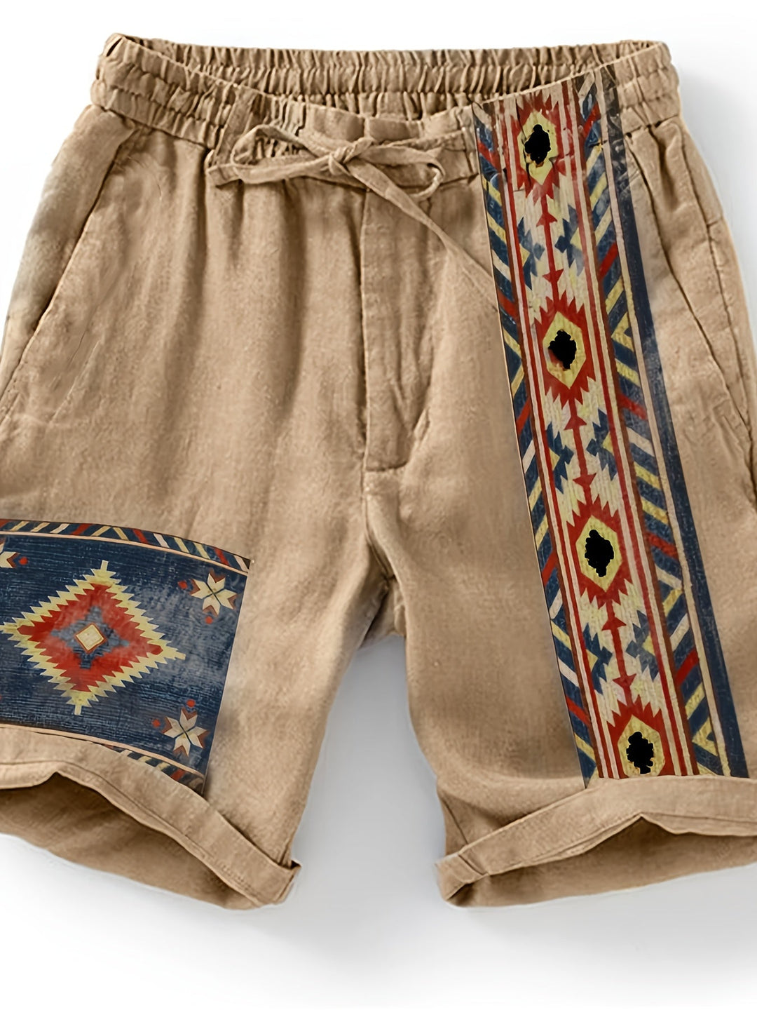 Herren Ethno-Shorts mit modernem geometrischem Muster für Freizeit & Urlaub, bequem und lässig.
