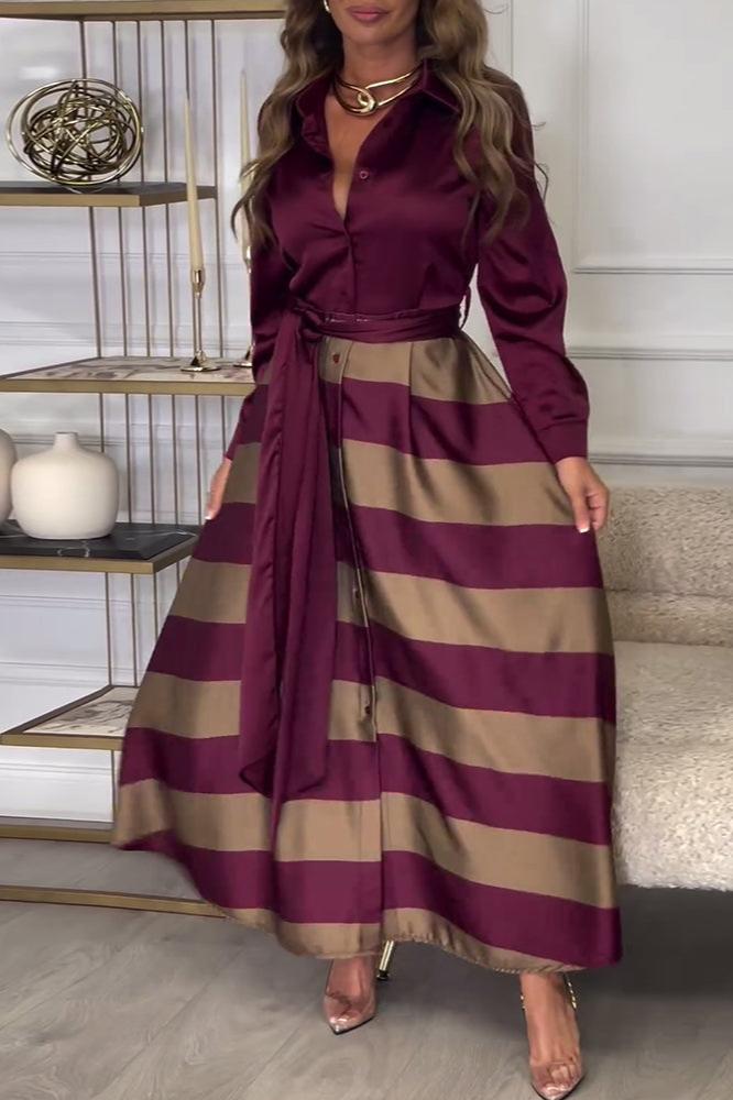 Elegantes gestreiftes Damen Maxikleid, vielseitig für Freizeit & Abend. Modisches A-Linien Sommer- und Frühlingskleid.
