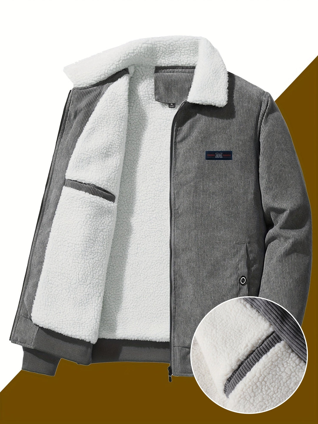 Warme Herren Winterjacke, gefüttert, mit Stehkragen & Reißverschluss. Perfekt für kalte Tage.