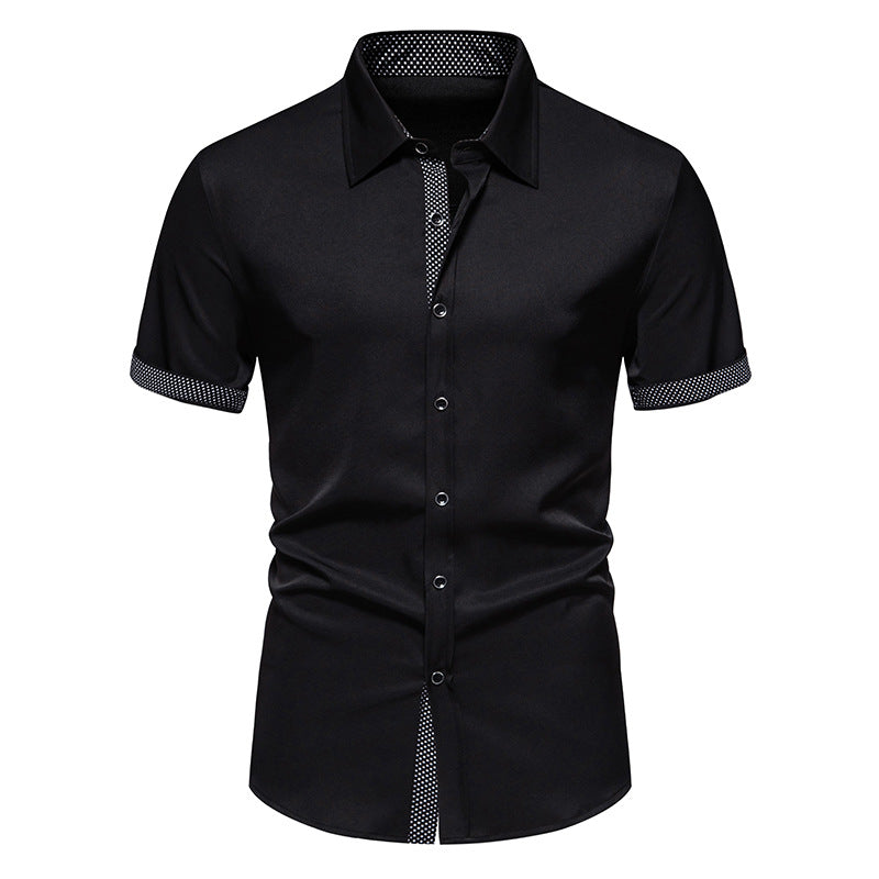 Modisches Herren Polka-Dot Kurzarmhemd mit Knopfleiste, ideal für warme Sommertage. Leicht & atmungsaktiv.