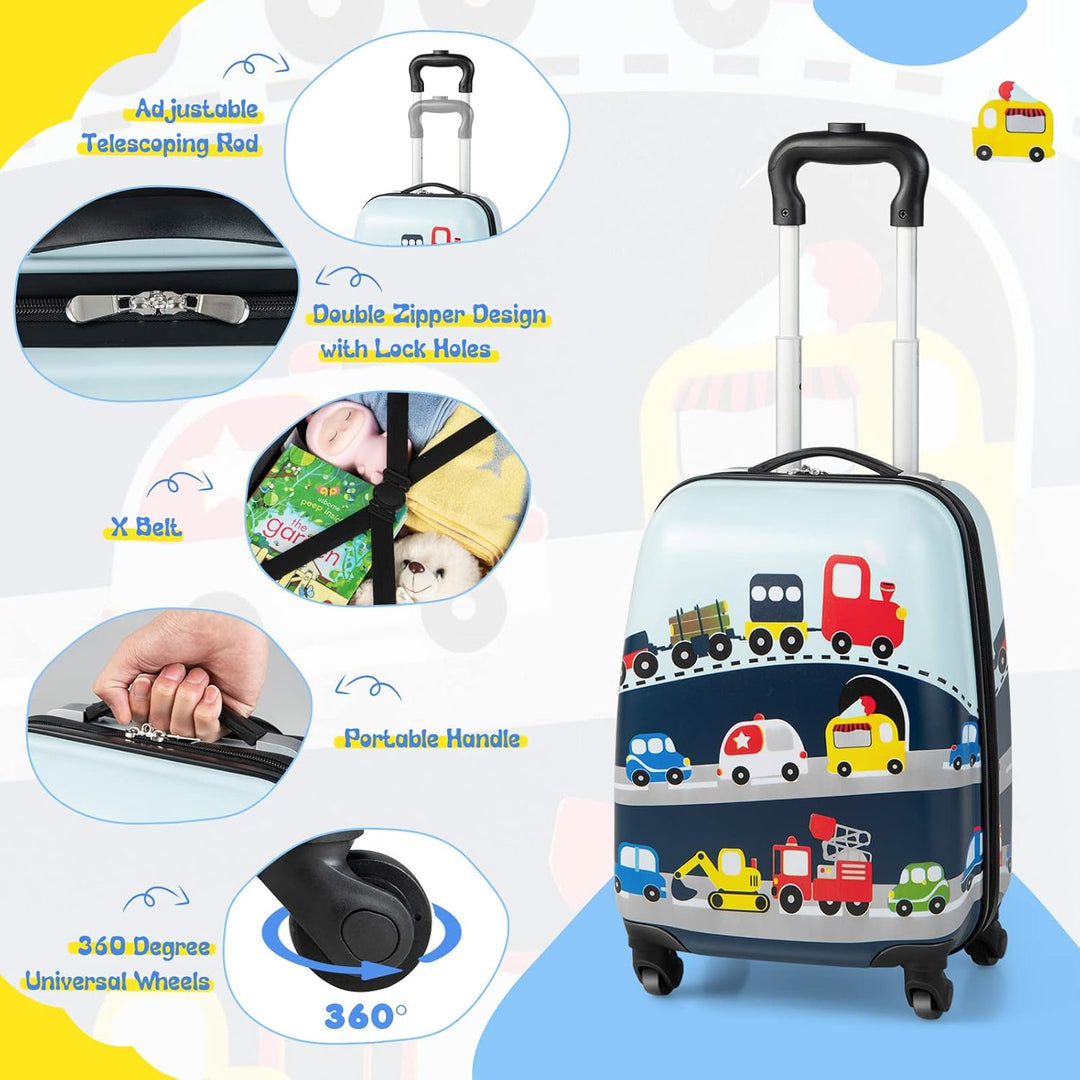 Sicher & praktisch: Hubschrauber Kinder Rollkoffer & Rucksack Set, perfekt als Handgepäck für Urlaub.