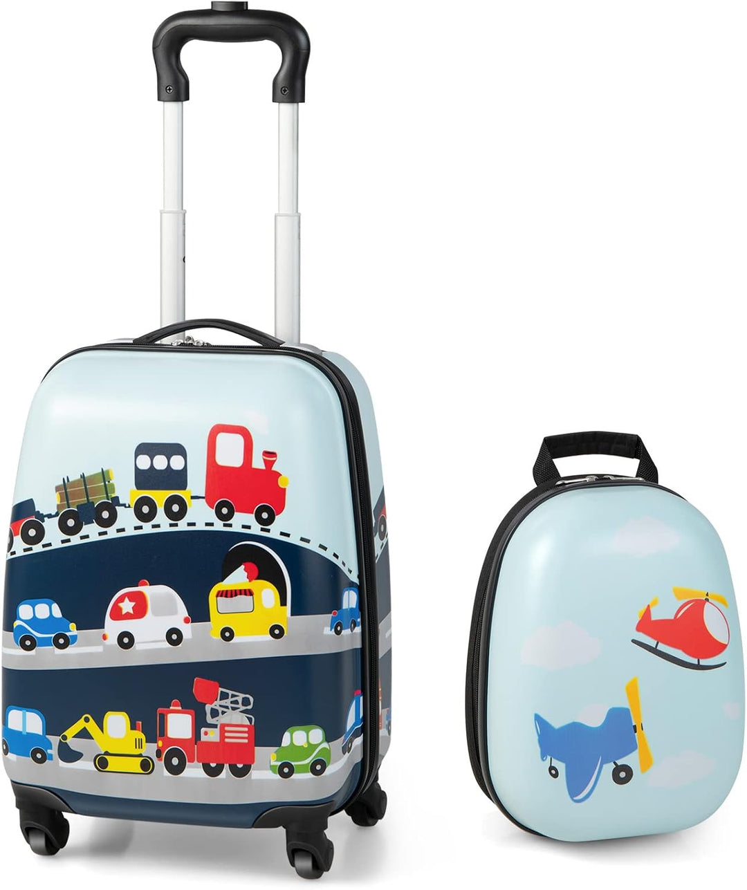 Kinder Reisegepäckset Hubschrauber: Hartschalenkoffer & Rucksack mit 360° Rollen für kleine Abenteurer.