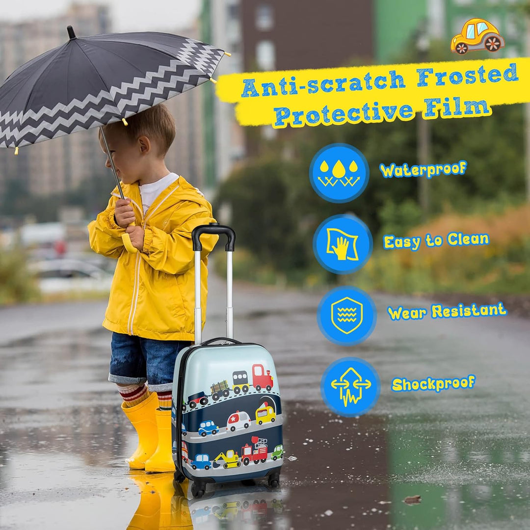 Fliegender Spaß: Hubschrauber-Design auf diesem Kinderkoffer mit 360° Rollen, ideal für Kinderreisen.