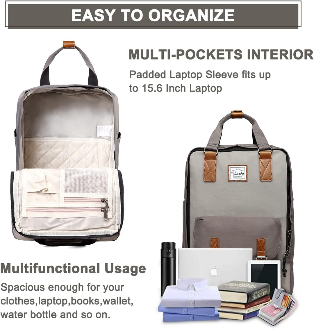 Der 15,6" Vintage Laptop-Rucksack: Wasserdicht, Unisex & stilvoll organisiert für jeden Tag.