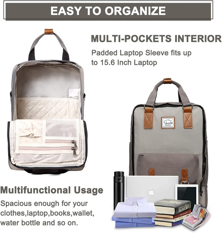 Der 15,6" Vintage Laptop-Rucksack: Wasserdicht, Unisex & stilvoll organisiert für jeden Tag.