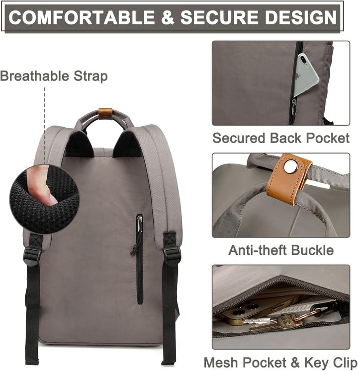 Robuster Unisex 15,6" Laptop-Rucksack im Vintage-Stil, wasserdicht; ideal für Pendler & Reisen.