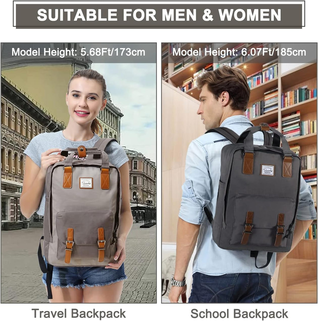 Organisierter Innenraum des wasserdichten Vintage Laptop-Rucksacks (15,6") mit diversen Fächern.