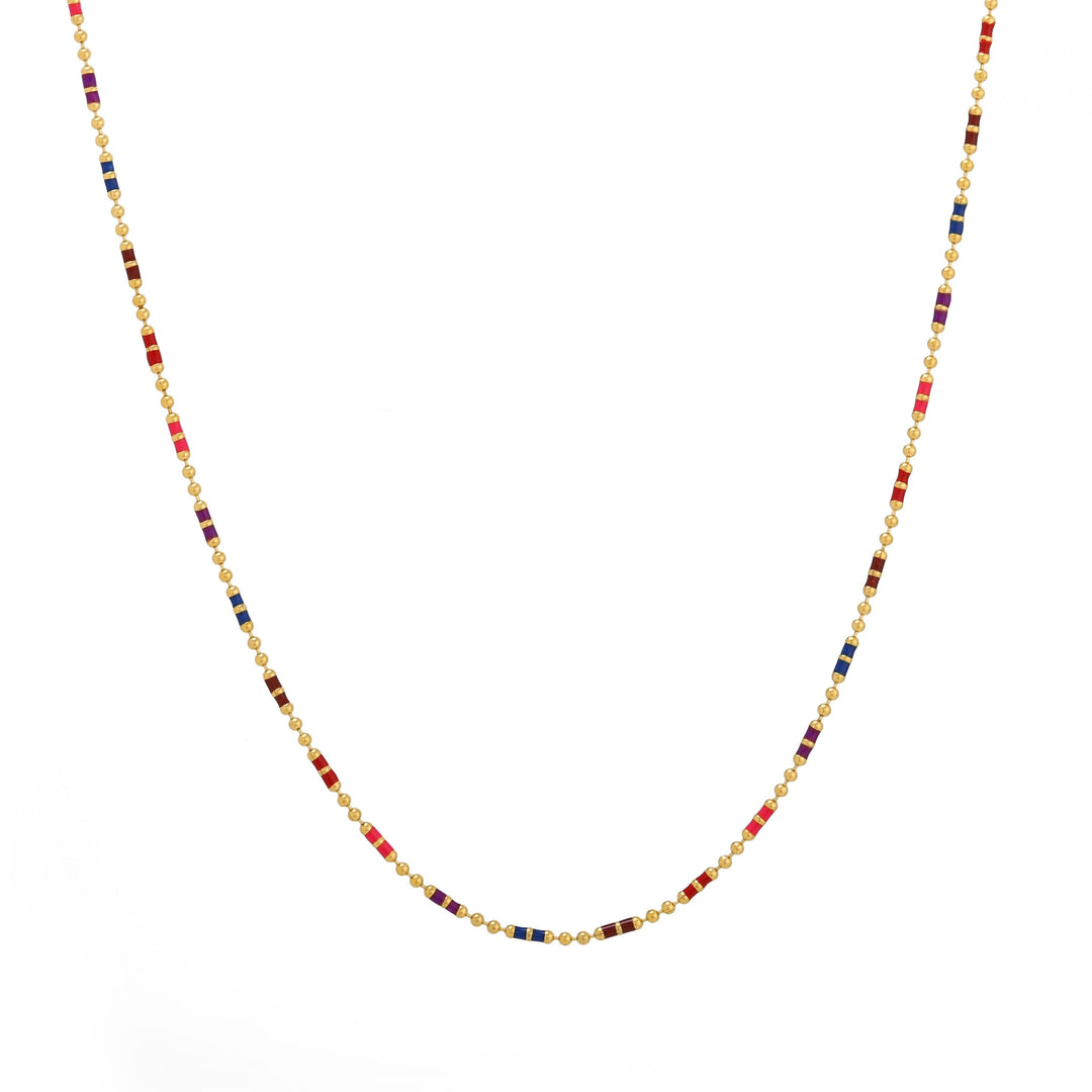 Gold Choker mit bunten Regenbogen Perlen, wasserfeste Damenhalskette, elegant & verstellbar.