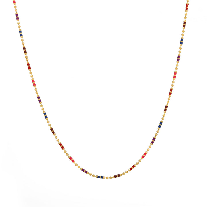 Gold Choker mit bunten Regenbogen Perlen, wasserfeste Damenhalskette, elegant & verstellbar.