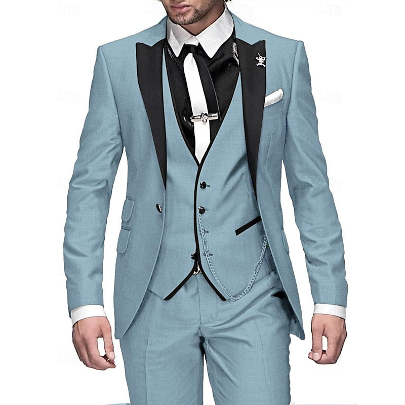 Modernes Herren Anzugset Slim-Fit, 3-teilig. Stilvolle elegante Kleidung für Hochzeiten, Galas oder Business Events.