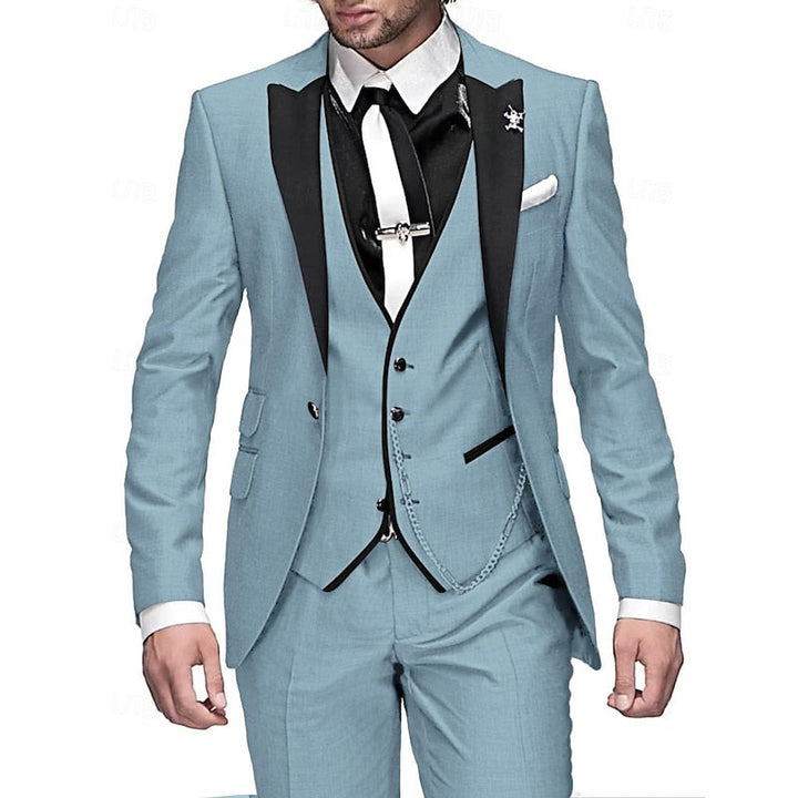 Modernes Herren Anzugset Slim-Fit, 3-teilig. Stilvolle elegante Kleidung für Hochzeiten, Galas oder Business Events.