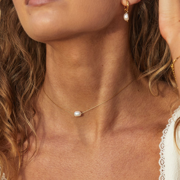 Damen Barockperlen Choker Halskette, elegant, mit einzigartigen Süßwasserperlen. Verstellbar & wasserfest.