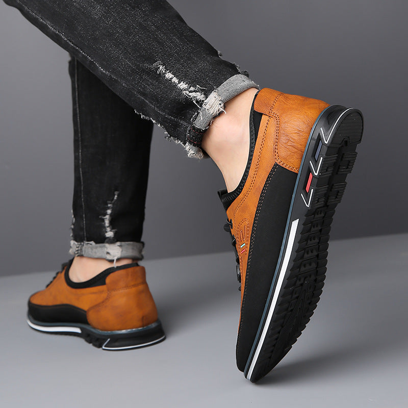 Brauner Herren Freizeitsneaker, eleganter Alltagsschuh im Oxford-Stil für Business-Casual Looks.