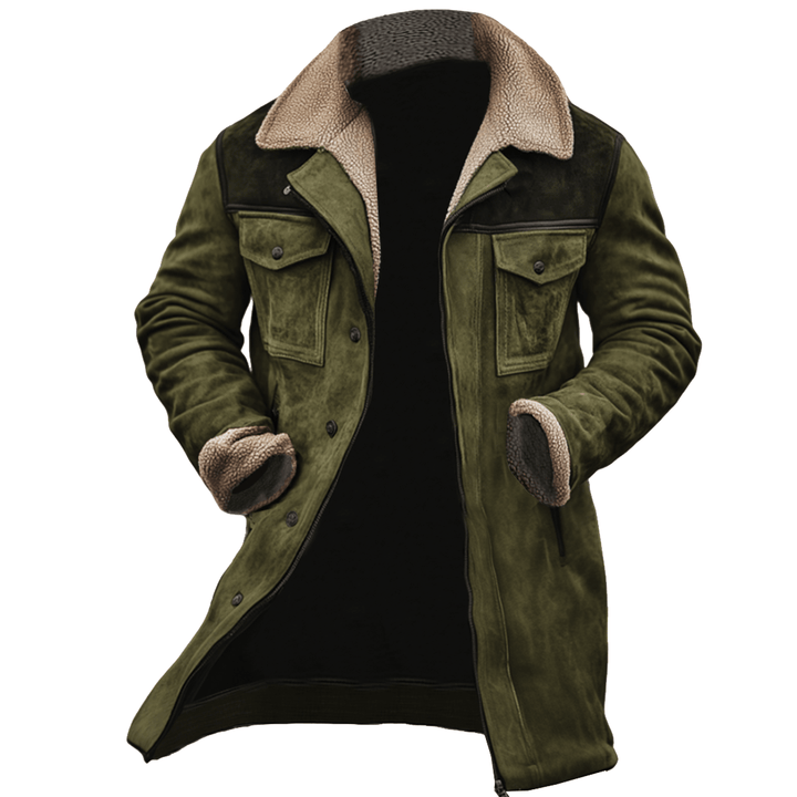 Stilvoller Herren Wintermantel mit Knopfleiste. Bequeme & warme Winterjacke für elegante Herrenbekleidung.
