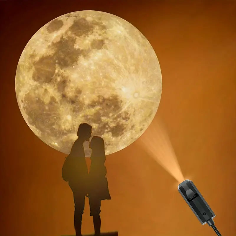 Elegante Projektionslampe, projiziert Erde & Mond. Moderne LED Lampe für einzigartige Raumdeko und Stimmungslicht.