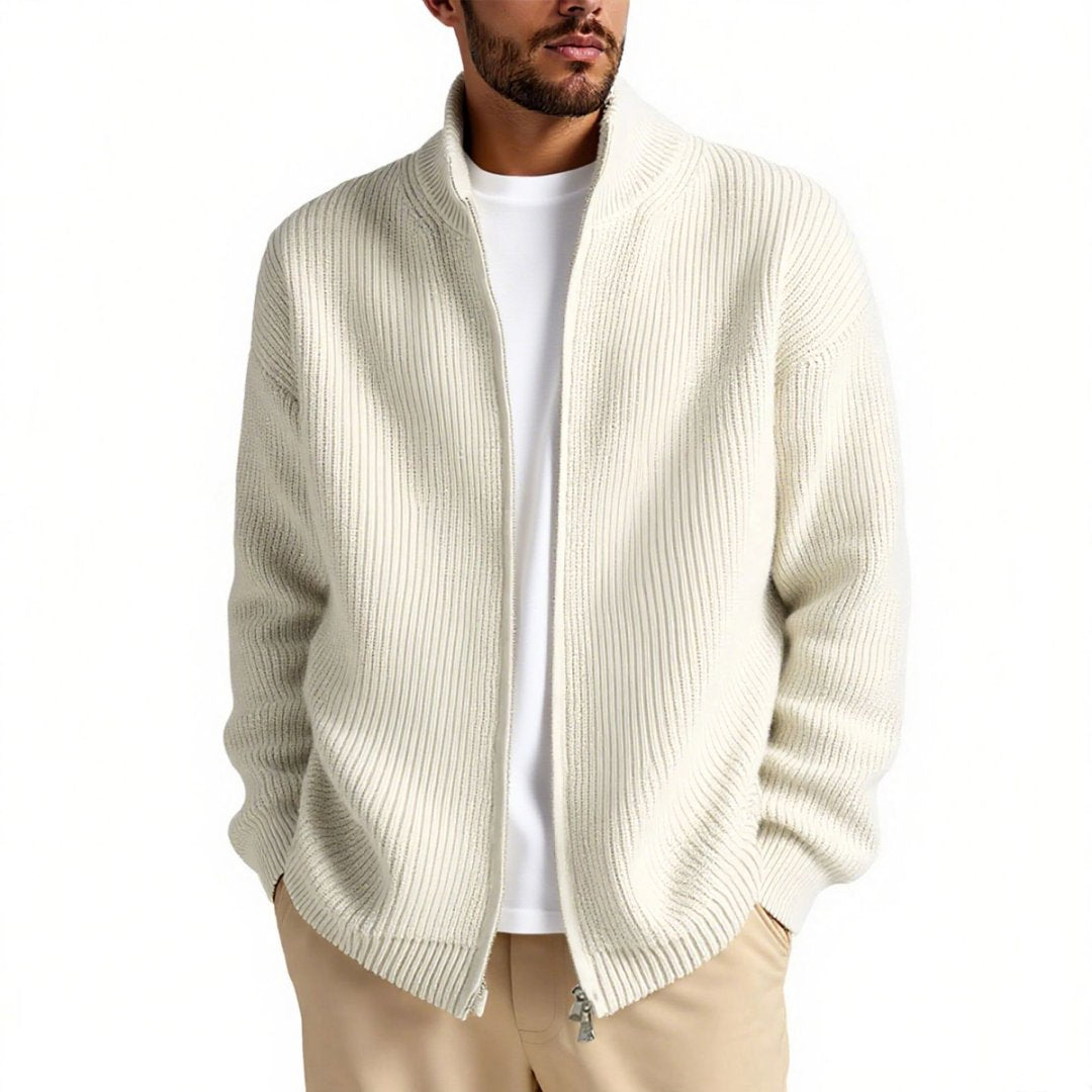 Herren Cardigan mit offenem Schnitt für stilvolles Layering. Langarm, vielseitig für Freizeit.
