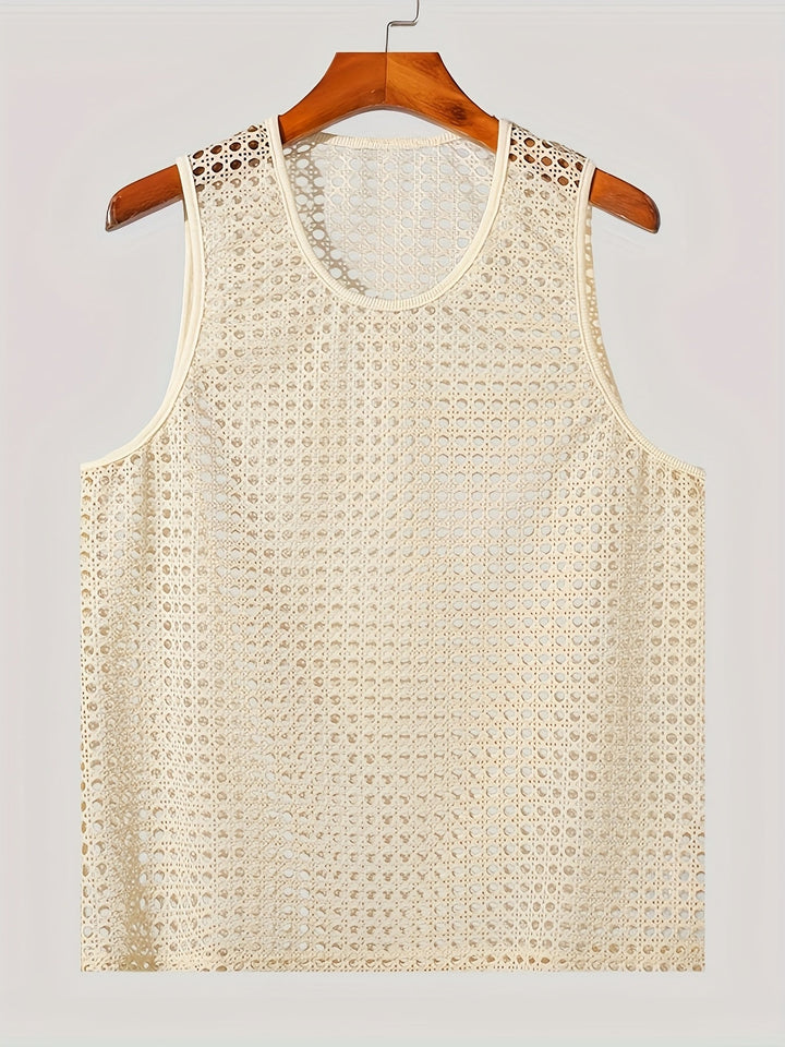 Herren Netz-Top Weste, atmungsaktiv & locker, ideal für Sommer, Strand, Festival Mode & Freizeit.