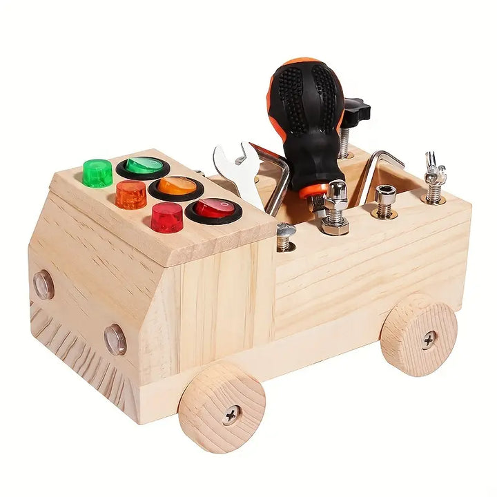 Hochwertiges Holzspielzeug: Montessori Aktivitätsboard, pädagogisch wertvoll für Vorschule & Entwicklung.