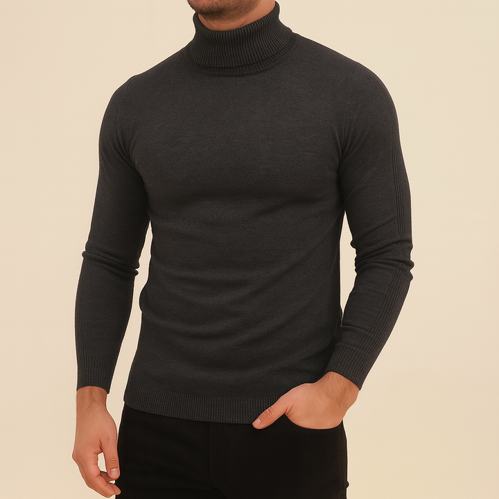 Moderner Slim Fit Herren Rollkragenpullover für Winter, stilvoll und warm, perfekt für Freizeit & Business Casual.