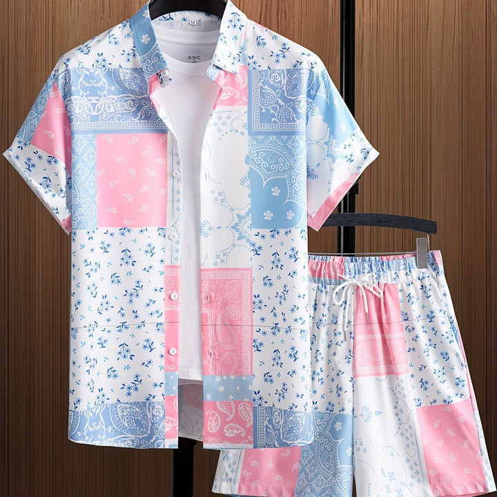 Herren Hawaiihemd & Shorts Set mit tropischem Print. Perfekt für Sommer, Strand, Urlaub und entspannte Tage.