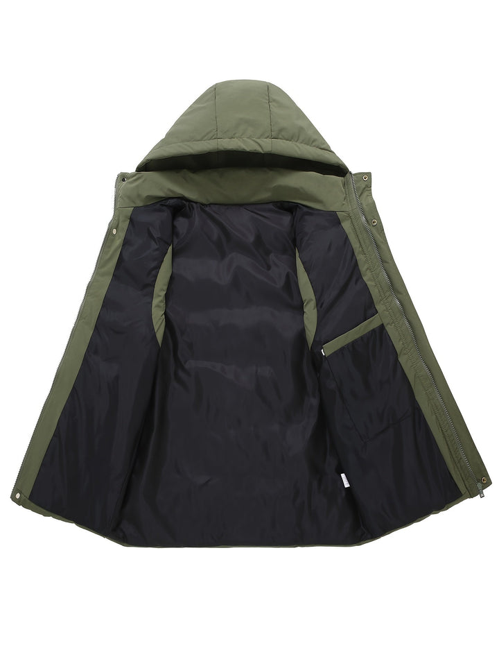 Robuste Herren Übergangsweste, gesteppt, mit Kapuze, für Outdoor-Aktivitäten.