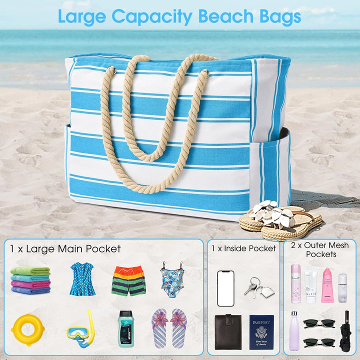 Geräumige Badetasche für Damen, robust, sanddicht. Ideal für spontane Tagesausflüge.