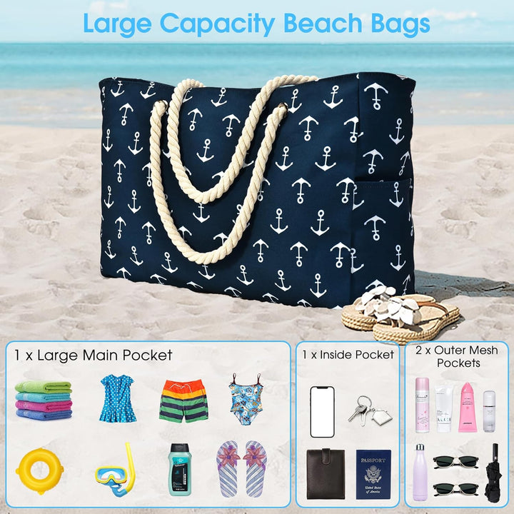 Große, robuste Damen Tote Bag mit Reißverschluss, perfekt als Reisetasche.