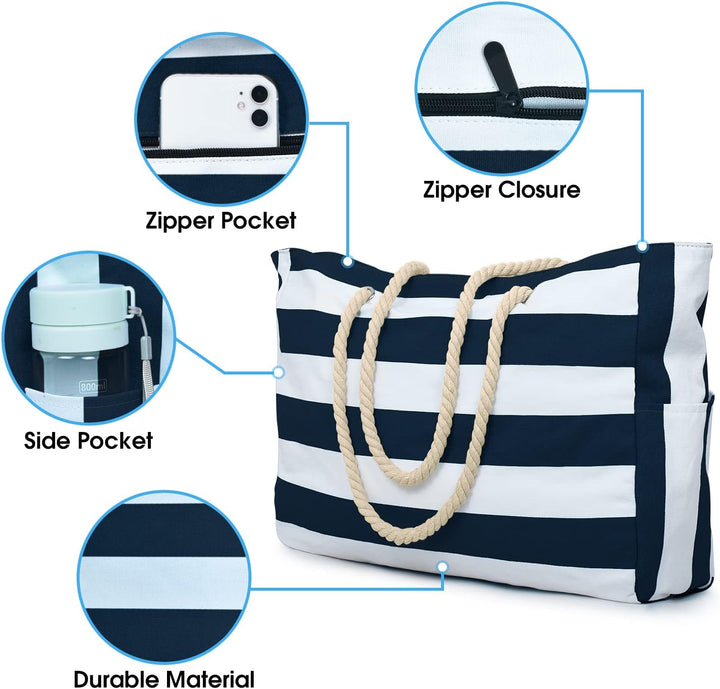 Schwarze wasserdichte Damen Tote Bag, groß, mit Reißverschluss, elegant und funktional.
