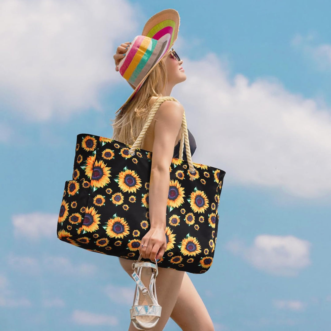 Wasserdichte Damen Tote Bag, groß, mit Reißverschluss, leere Tasche, Seitenansicht.
