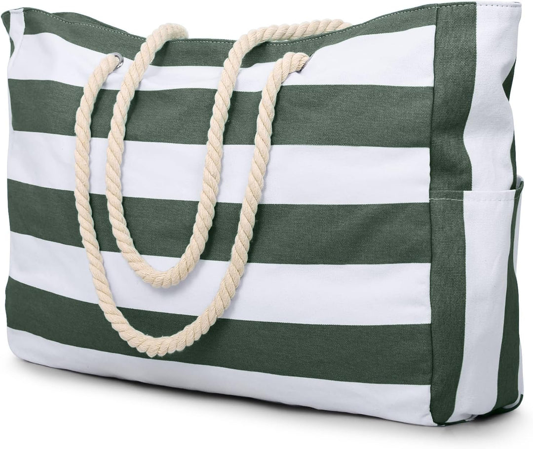 Große wasserdichte Tote Bag für Damen, mit Reißverschluss, Innenfächer sichtbar.